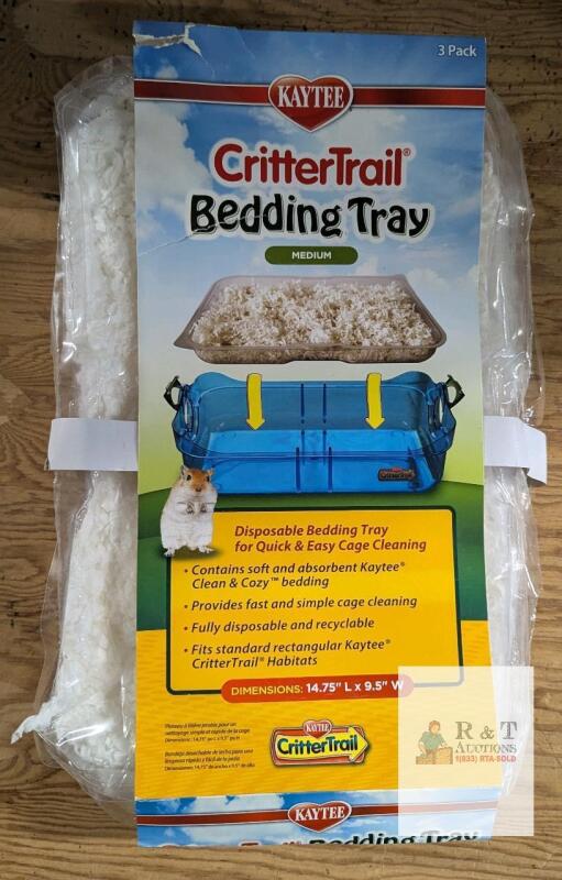 NEW Kaytee CritterTrail Bedding Tray, Medium, 3 Pack, Disposable Tray with Clean & Cozy Bedding, 14.75" x 9.5"