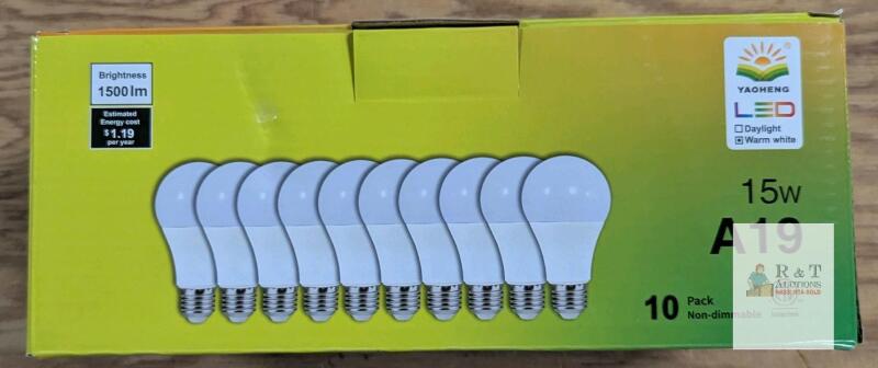 10 Pack LED Bulbs - Warm White - 1500 lumen - 15W - A19