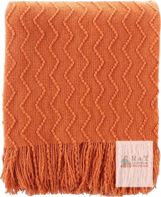 New Burnt Orange Throw Blanket for Sofa Couch,Decorative Fall Blanket,Cozy Knitted Blanket for Bed,Chair,Home Decor Fall Decor 50"x60"