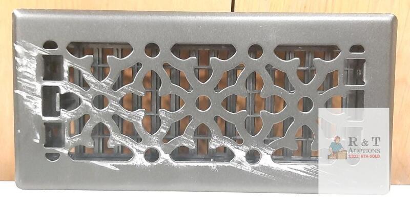 NEW Decor Grates AGH410-BLK Floor Register, 4x10 in, Black Steel, Gothic Design, Adjustable Damper