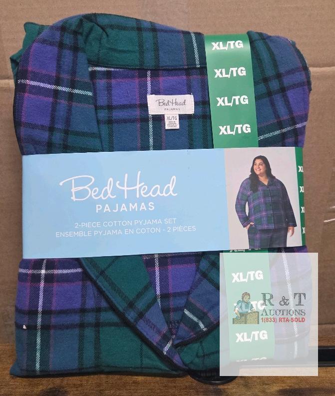 NEW BedHead Pajamas Women&rsquo;s XL 2-Piece 100% Cotton Plaid Set, Button-Front, Style 4323333