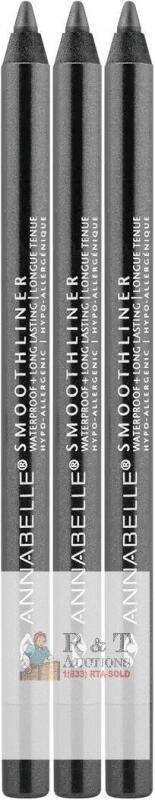 3 New ANNABELLE Smoothliner [ Gunmetal ] Creamy & Smooth Texture, Perfect for Smokey Eyes, Waterproof, Long-Lasting, Cruelty-Free, Hypoallergenic, 1.2 g<br/>