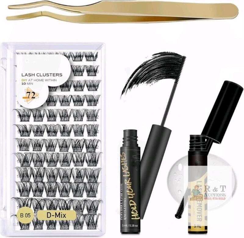 New B&Q B05 Lash Extension Kits, 72 Lash Clusters + Lash Glue, Lash Remover & Eyelash Applicator Tool