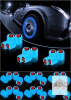 3 New Packs of 12 Fluorescent Skull Car Tire Valve Stem Caps, ABS Corrosion Resistant Wheel Valve Cover, Luminous Illuminated Cap Glow in The Dark, Auto Decor Accessories for Motorcycles Bicycles (Blue/Red)