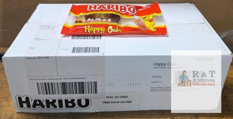 {Exp 2025/03} Haribo Happy Cola Gummy Candy 18 x 60g Case, Cola Flavor, Germany,