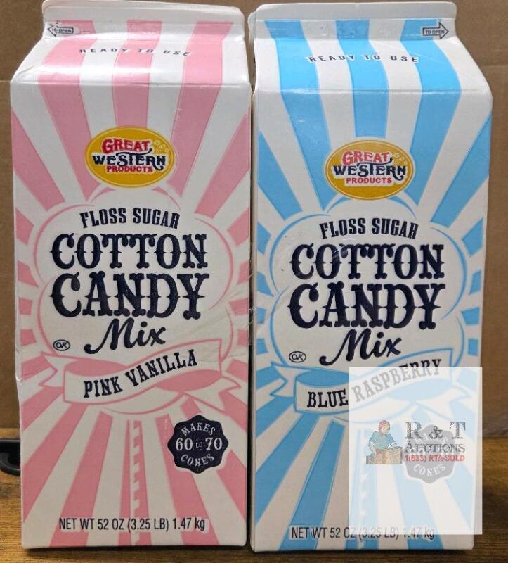 Great Western Cotton Candy Floss Sugar Mix 52oz Pink Vanilla & Blue Raspberry, Makes 60-70 Cones