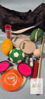 Great Outdoor Games with Nike Duffle Bag 31" Long - Footballs, Soccer Ball, Frisbee +