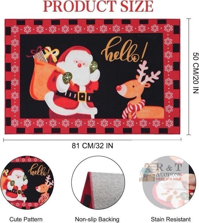 New Brichoee Santa and Rudolph Door Mat, 20&rdquo; x 32&rdquo;