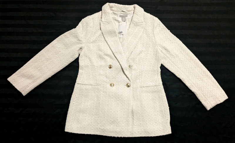 New H&M Textured Weave Jacket: Cream (Size Medium)