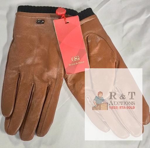 New sz Medium Men's GSG Leather Driving Gloves Wool Lined