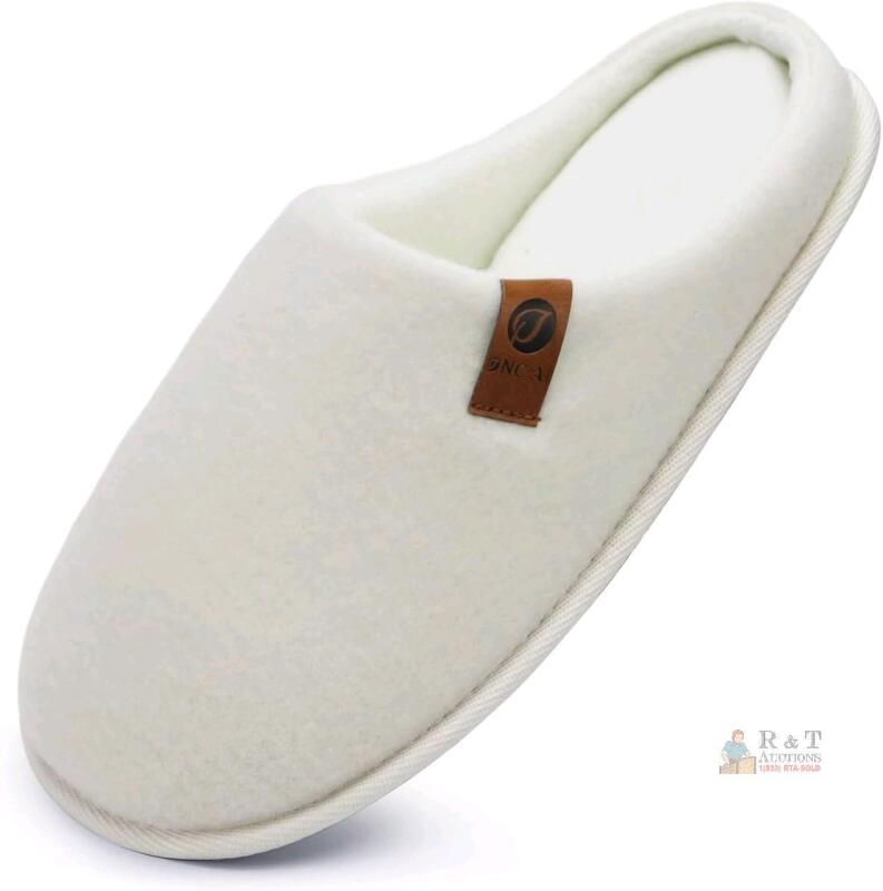 New Size 11 Men's ONCAI Cozy Memory Foam Felt Scuff Slippers Slip On Warm House Shoes Indoor/Outdoor With Best Arch Support, White
