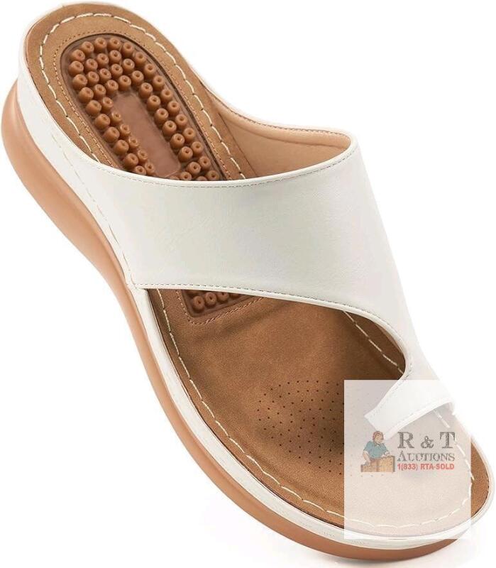 New Size 43 Women's Comfortable Orthopedic Wedge Sandals, Dressy Summer Flip Flops Casual Walking Wedges, Apricot