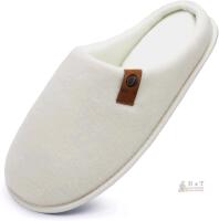 New Size 15 Men's ONCAI Cozy Memory Foam Felt Scuff Slippers Slip On Warm House Shoes Indoor/Outdoor With Best Arch Support, White