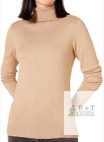 New sz Medium Women's Amazon Essential Standard Lightweight Turtleneck Sweater, Camel Heather