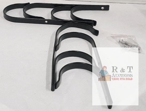 New 4 Pack Black Powder-Coated Steel Pool Pole Hangers &ndash; Wall Mount Brackets, Mounting Hardware Included, Fits Standard Poles
