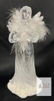 Lighted 10" Acrylic Praying Angel Figurine with Feather Wings, LED, Battery Powered, Untested