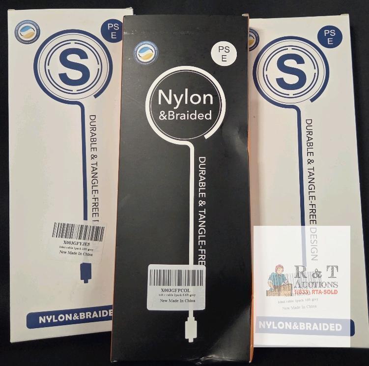 3pack Nylon & Braided Cords HDMI & Type C Cables