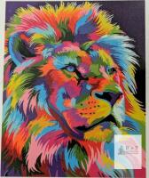 New Vudeco DIY Kit Easy Paint by Numbers for Adults and Kids Ages 8+, 8PC Oil Painting Kit with 1 Canvas / 1 Reference Paint / 3 Brushes / 1 Pigment Set 2 Hangers - Multicolor Lion 16" &times; 20"