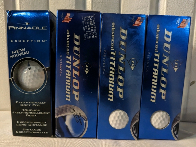 9 New Dunlop Advanced Titanium Distance Golf Balls and 4 Pinnacle Exception Balls.