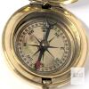 New Brass Pocket Compass Push Button Pocket Compass, 1.8" Diameter on 10" Long Chain - 2