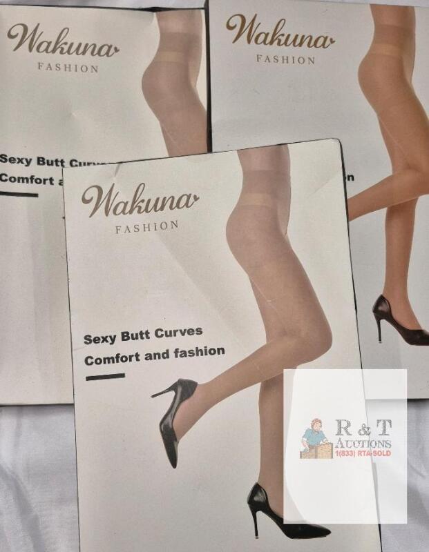 3 New 3 Packs sz Large WAKUNA Tights For Women Pantyhose Control Top Invisible Reinforced Toes Nude