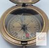 New Pocket Watch-Style Compass / Sundial Antique Finish Brass with Chain & Leather Belt Pouch. Compass measures 1 ⅞" diameter - 3