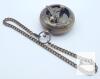 New Pocket Watch-Style Compass / Sundial Antique Finish Brass with Chain & Leather Belt Pouch. Compass measures 1 ⅞" diameter - 4