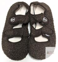 New Size 36-37 Women's Soft Adjustable Double Velcro Strap House Slippers, Non-Slip Bottoms, Coffee