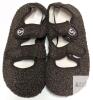 New Size 36-37 Women's Soft Adjustable Double Velcro Strap House Slippers, Non-Slip Bottoms, Coffee