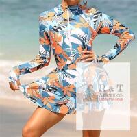 New Size XS Women's Unique Bella Modest Long Sleeve Swim Dress with Thumb Holes One Piece Rash Guard Zipper Skirted Swimsuit