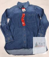 NEW Buffalo David Bitton Women&rsquo;s Medium Blue Denim Button-Up Shirt, Long Sleeve, Chest Pocket