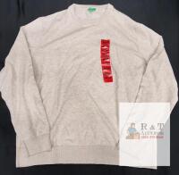 NEW United Colors of Benetton Light Beige Crew Neck Pullover Sweater, Size Medium, Cotton