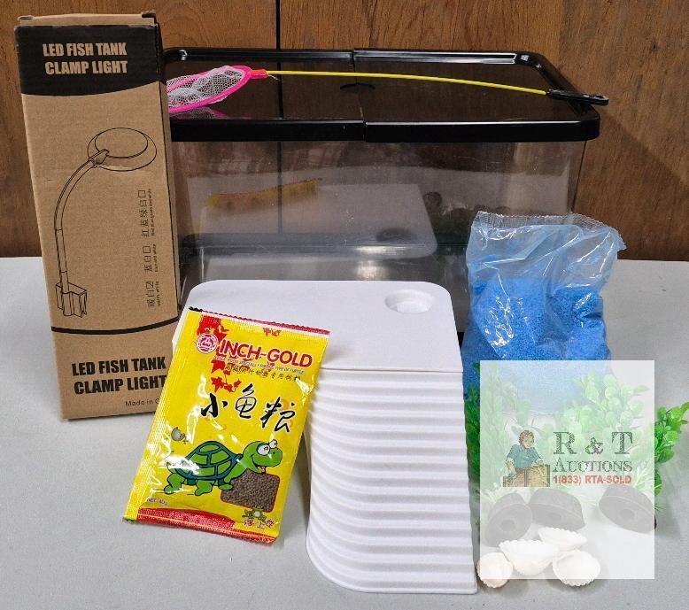 6.7-Gallon Acrylic Turtle Tank Kit w/ Basking Ramp, LED Light, Gravel, Plants, Food, Shells