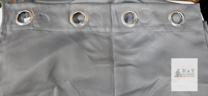 NEW Gray Grommet-Top Blackout Curtains, Set of 2 Panels, 52"x84" Each, Silver Metal Grommets, Polyester
