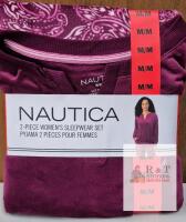 NEW Nautica 2-Piece Women's Sleepwear Set, Medium, Purple Paisley, Ultra-Soft, 95% Polyester