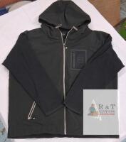 Size XXL BOSS Black Hooded Jacket &ndash; Full Zip, Chest Pocket, Contrast Zippers, Long Sleeve, Athleisure Style