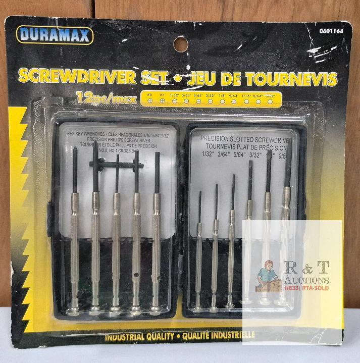 Duramax 12-Piece Precision Screwdriver Set with Hex Keys, Phillips, Slotted, Sealed Pack