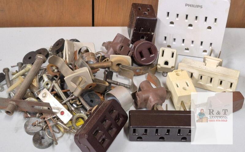 Lot of Vintage & Modern Outlet Adapters, Plug Taps, by Philips & Eagle, USA Type