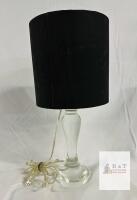 Clear Glass Base Table Lamp, Black Fabric Shade, 15.5" Height, Max 60W, Made in China