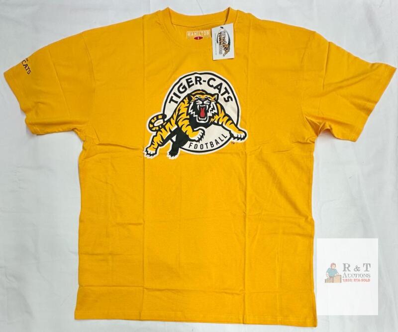 NEW Hamilton Tiger-Cats Football Graphic T-Shirt Large Gold, Official CFL Licensed, New with Tag