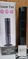 WORKING 2-Speed USB Tower Fan, Black, 12-Inch, Portable, AC/USB Power, Cable Included
