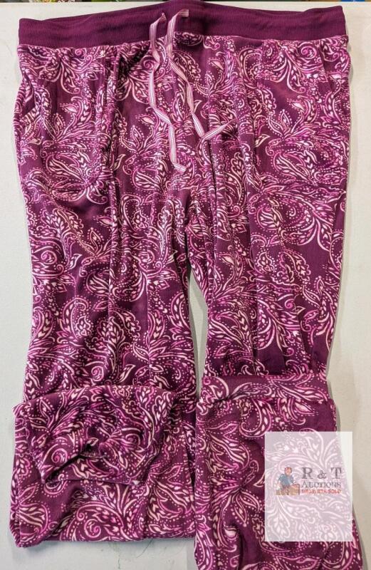 NEW Nautica Women's XXL Paisley Lounge Pants, Purple, Elastic Waist, Drawstring, Cuffed Ankles