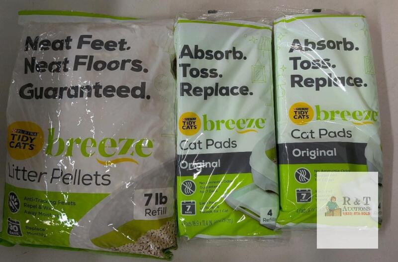 Purina Tidy Cats Breeze Litter Pellets 7 lb & 16 Original Cat Pads Refills, For Breeze Litter System