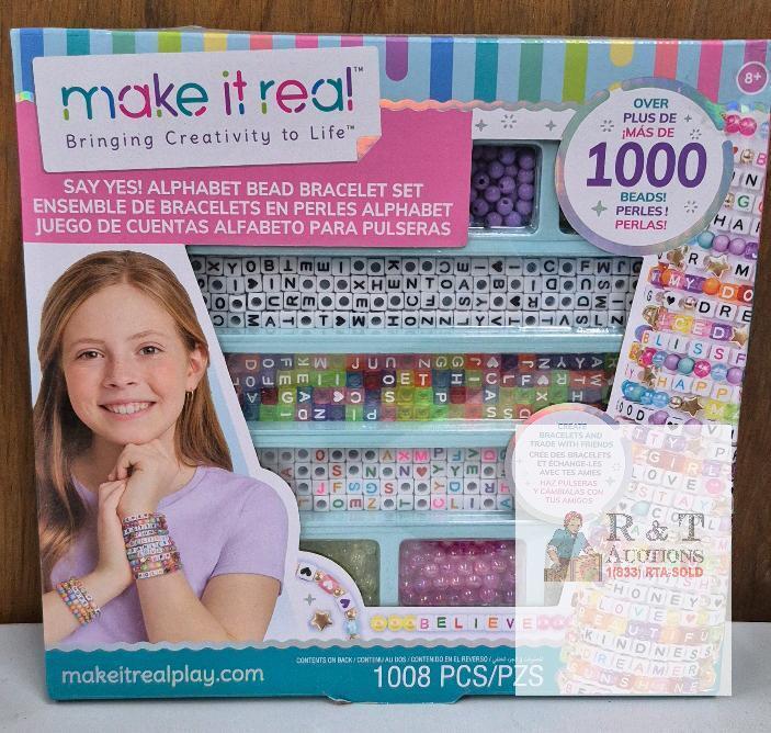 NEW Make It Real Say Yes! Alphabet Bead Bracelet Set - 1008 Pcs, Multi-Color Beads, Craft Kit, Ages 8+