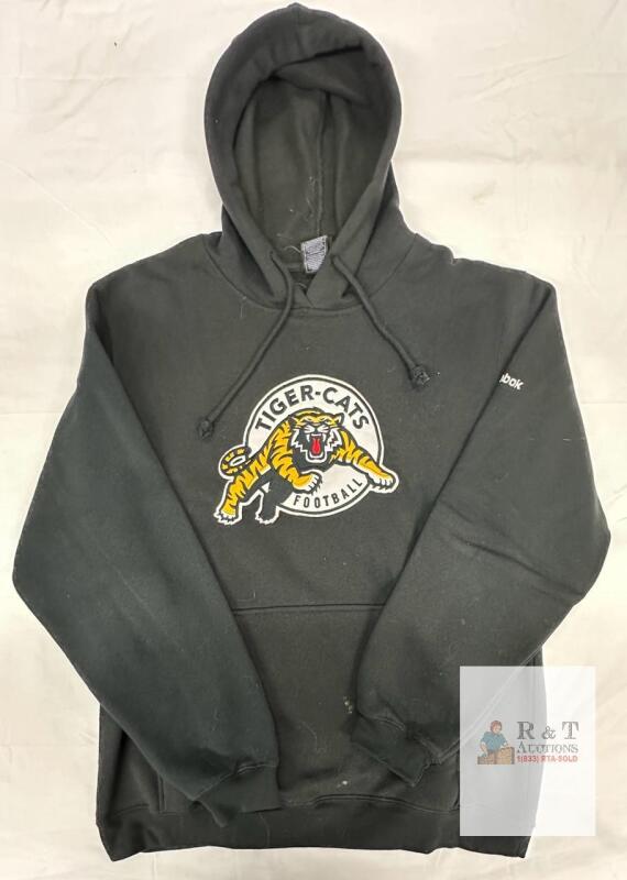 Reebok Hamilton Tiger-Cats Hoodie Large Black 80% Cotton Embroidered Logo Pullover 2011