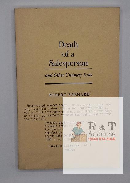 Signed Uncorrected Advance Proof - Death of a Salesperson by Robert Barnard, 1989, Scribner&rsquo;s Sons