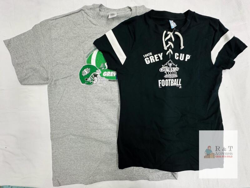 XL Grey Cup CFL T-Shirt Lot: 2010 Saskatchewan vs Montreal, 2012 Toronto Lace-Up Women&rsquo;s Babe