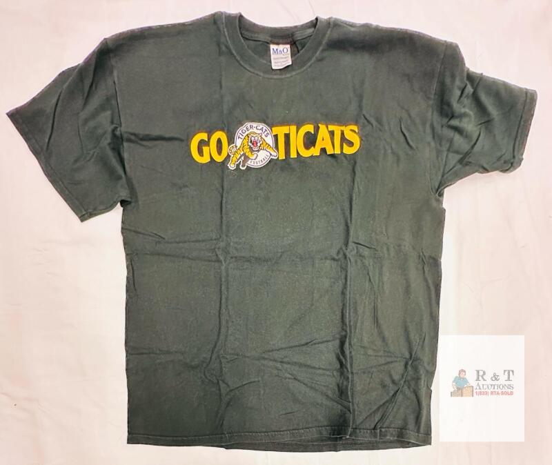 XL Hamilton Tiger-Cats &ldquo;GO TICATS&rdquo; M&O Knits HeavyWeight Black 100% Cotton Fan T-Shirt