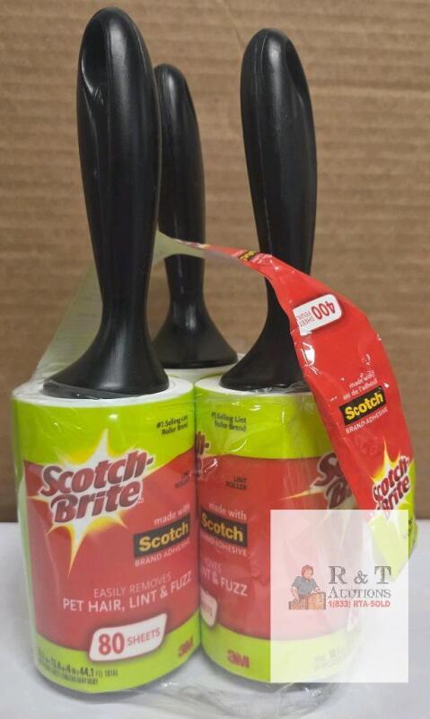 Scotch-Brite 3-Pack Lint Roller, 80 Sheets Each, Scotch Adhesive, 4 Inch Wide Rollers