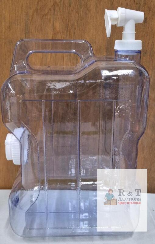 5 Gallon Clear Portable Water Jug with Spigot and Handle, Screw Cap, ~13.75" Tall